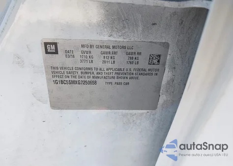 2016 Chevrolet Cruze Ls Auto from USA, damaged, VIN 1G1BC5SMXG7250658